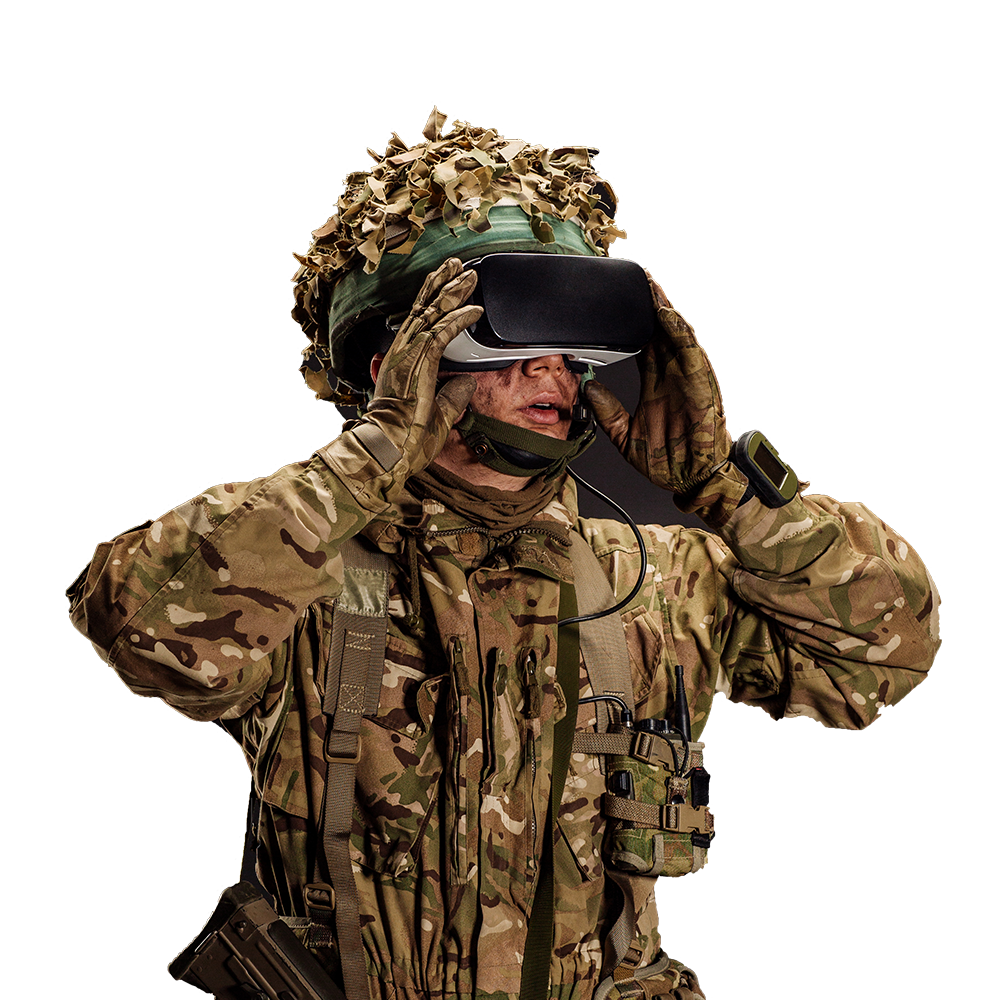 Soldier using VR headset